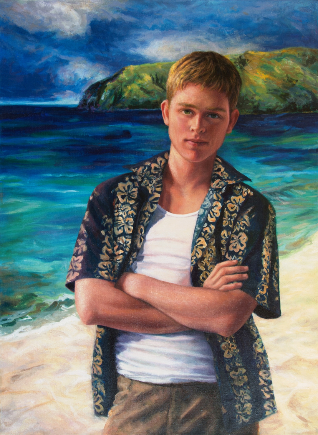 Boy at the Ocean, Oil, 38" x 28", Sold