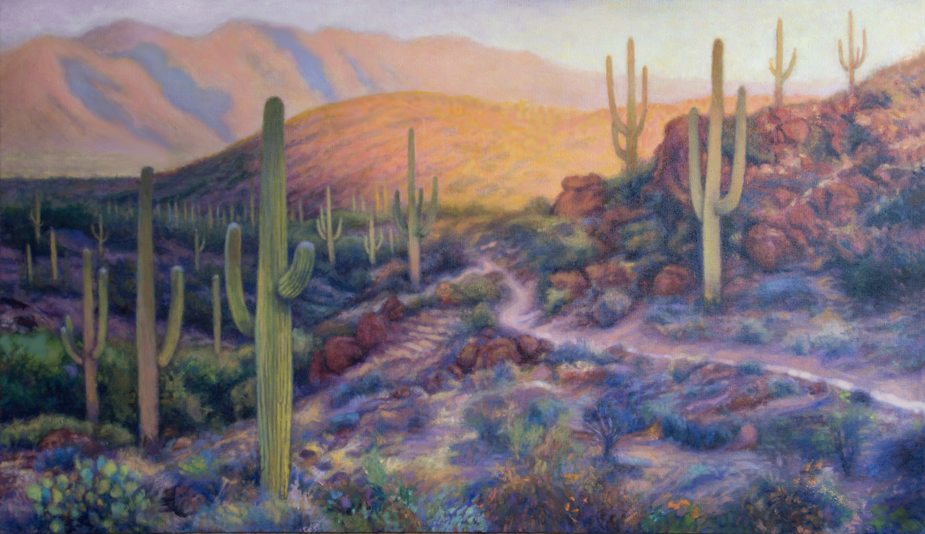 Sunset Trail, Oil, 26" x 48", Price upon request